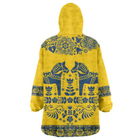 Sweden Daleclarian Horse Wearable Blanket Hoodie Floral Folk Pattern Yellow Version