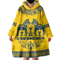Sweden Daleclarian Horse Wearable Blanket Hoodie Floral Folk Pattern Yellow Version