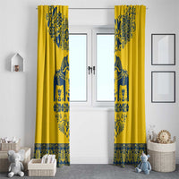 Sweden Daleclarian Horse Window Curtain Floral Folk Pattern Yellow Version