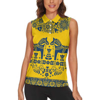 Sweden Daleclarian Horse Women Sleeveless Polo Shirt Floral Folk Pattern Yellow Version