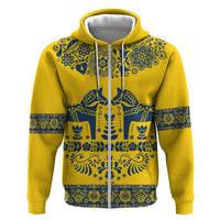 Sweden Daleclarian Horse Zip Hoodie Floral Folk Pattern Yellow Version
