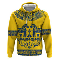 Sweden Daleclarian Horse Zip Hoodie Floral Folk Pattern Yellow Version