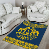 Sweden Daleclarian Horse Area Rug Floral Folk Pattern Blue Version