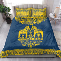 Sweden Daleclarian Horse Bedding Set Floral Folk Pattern Blue Version