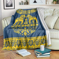 Sweden Daleclarian Horse Blanket Floral Folk Pattern Blue Version