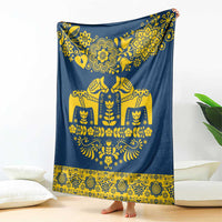 Sweden Daleclarian Horse Blanket Floral Folk Pattern Blue Version