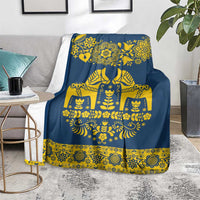 Sweden Daleclarian Horse Blanket Floral Folk Pattern Blue Version