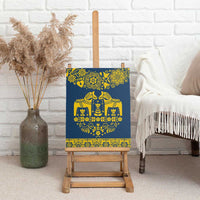 Sweden Daleclarian Horse Canvas Wall Art Floral Folk Pattern Blue Version
