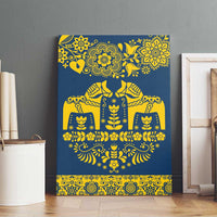 Sweden Daleclarian Horse Canvas Wall Art Floral Folk Pattern Blue Version