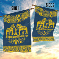 Sweden Daleclarian Horse Garden Flag Floral Folk Pattern Blue Version