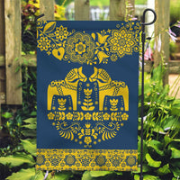 Sweden Daleclarian Horse Garden Flag Floral Folk Pattern Blue Version
