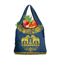 Sweden Daleclarian Horse Grocery Bag Floral Folk Pattern Blue Version