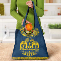 Sweden Daleclarian Horse Grocery Bag Floral Folk Pattern Blue Version