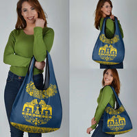 Sweden Daleclarian Horse Grocery Bag Floral Folk Pattern Blue Version