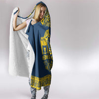 Sweden Daleclarian Horse Hooded Blanket Floral Folk Pattern Blue Version