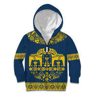 Sweden Daleclarian Horse Kid Hoodie Floral Folk Pattern Blue Version