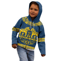 Sweden Daleclarian Horse Kid Hoodie Floral Folk Pattern Blue Version