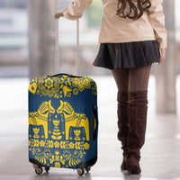 Sweden Daleclarian Horse Luggage Cover Floral Folk Pattern Blue Version