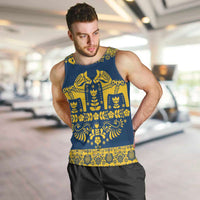 Sweden Daleclarian Horse Men Tank Top Floral Folk Pattern Blue Version
