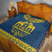 Sweden Daleclarian Horse Quilt Floral Folk Pattern Blue Version