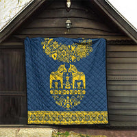 Sweden Daleclarian Horse Quilt Floral Folk Pattern Blue Version