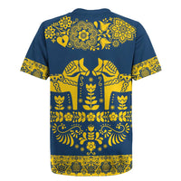 Sweden Daleclarian Horse Rugby Jersey Floral Folk Pattern Blue Version