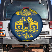 Sweden Daleclarian Horse Spare Tire Cover Floral Folk Pattern Blue Version