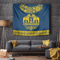Sweden Daleclarian Horse Tapestry Floral Folk Pattern Blue Version