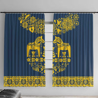 Sweden Daleclarian Horse Window Curtain Floral Folk Pattern Blue Version