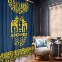 Sweden Daleclarian Horse Window Curtain Floral Folk Pattern Blue Version