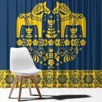 Sweden Daleclarian Horse Window Curtain Floral Folk Pattern Blue Version