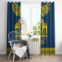 Sweden Daleclarian Horse Window Curtain Floral Folk Pattern Blue Version