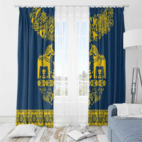 Sweden Daleclarian Horse Window Curtain Floral Folk Pattern Blue Version