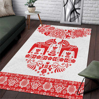 Sweden Daleclarian Horse Area Rug Floral Folk Pattern White Version