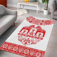 Sweden Daleclarian Horse Area Rug Floral Folk Pattern White Version