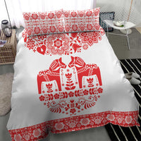 Sweden Daleclarian Horse Bedding Set Floral Folk Pattern White Version