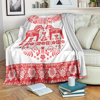 Sweden Daleclarian Horse Blanket Floral Folk Pattern White Version