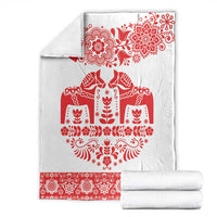 Sweden Daleclarian Horse Blanket Floral Folk Pattern White Version