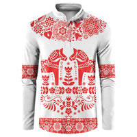 Sweden Daleclarian Horse Button Sweatshirt Floral Folk Pattern White Version