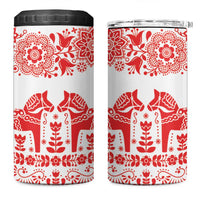 Sweden Daleclarian Horse 4 in 1 Can Cooler Tumbler Floral Folk Pattern White Version