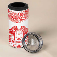 Sweden Daleclarian Horse 4 in 1 Can Cooler Tumbler Floral Folk Pattern White Version