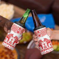 Sweden Daleclarian Horse 4 in 1 Can Cooler Tumbler Floral Folk Pattern White Version