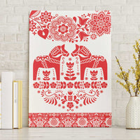 Sweden Daleclarian Horse Canvas Wall Art Floral Folk Pattern White Version