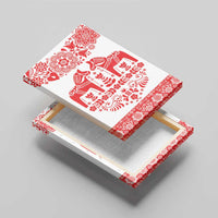 Sweden Daleclarian Horse Canvas Wall Art Floral Folk Pattern White Version