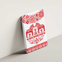 Sweden Daleclarian Horse Canvas Wall Art Floral Folk Pattern White Version