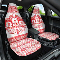 Sweden Daleclarian Horse Car Seat Cover Floral Folk Pattern White Version