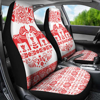 Sweden Daleclarian Horse Car Seat Cover Floral Folk Pattern White Version