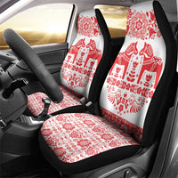 Sweden Daleclarian Horse Car Seat Cover Floral Folk Pattern White Version