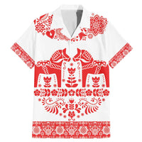 Sweden Daleclarian Horse Family Matching Mermaid Dress and Hawaiian Shirt Floral Folk Pattern White Version