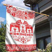 Sweden Daleclarian Horse Garden Flag Floral Folk Pattern White Version